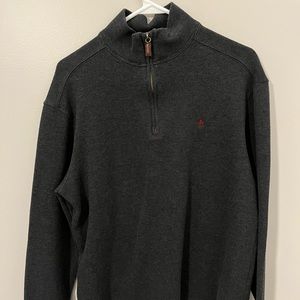 Polo Ralph Lauren quarter zip pullover, dark gray, size medium, maroon emblem.